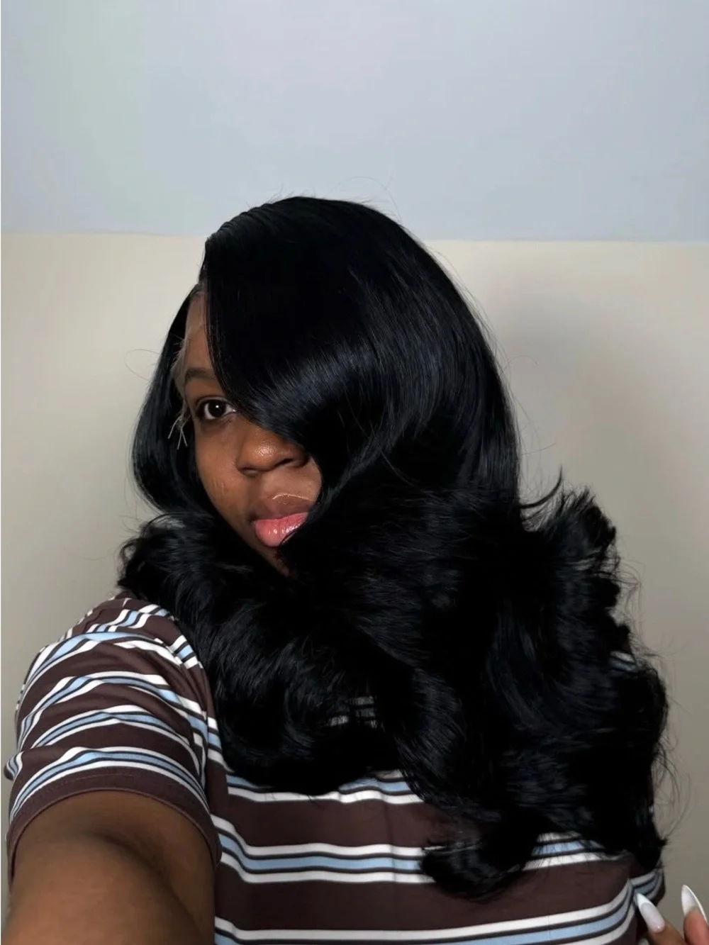 Luxury Black Body Wave Lace Front Wig - Natural Shine